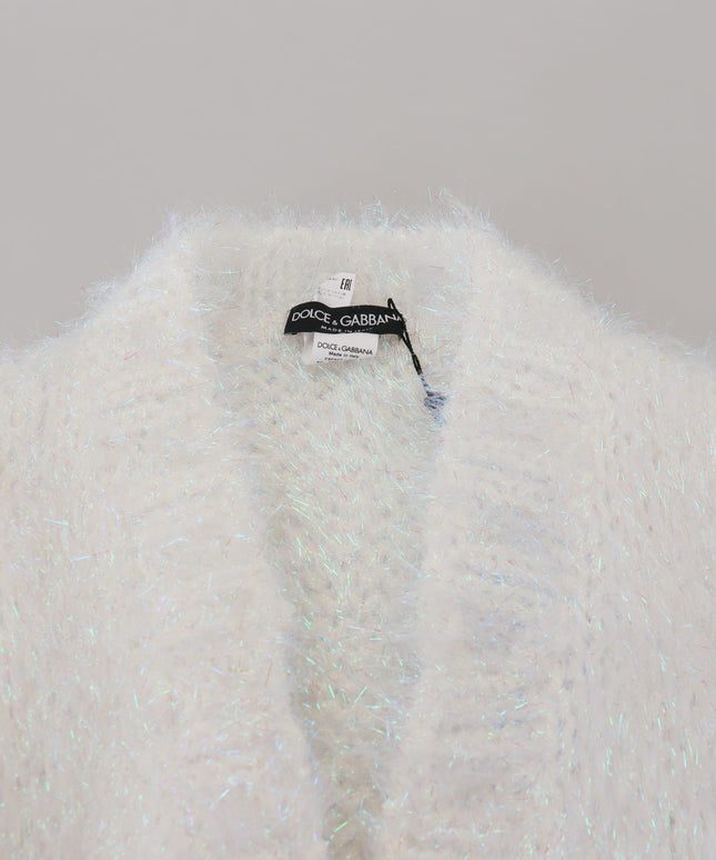 Dolce & Gabbana White Long Sleeves Fringes Cardigan Jacket