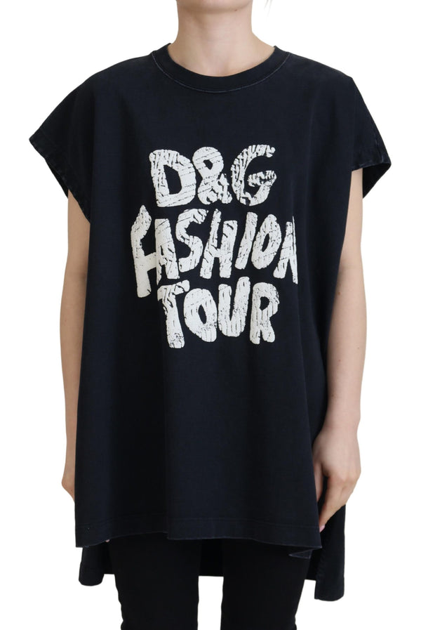 تي شيرت دولتشي آند غابانا أسود من القطن برقبة دائرية من D&amp;G Fashion