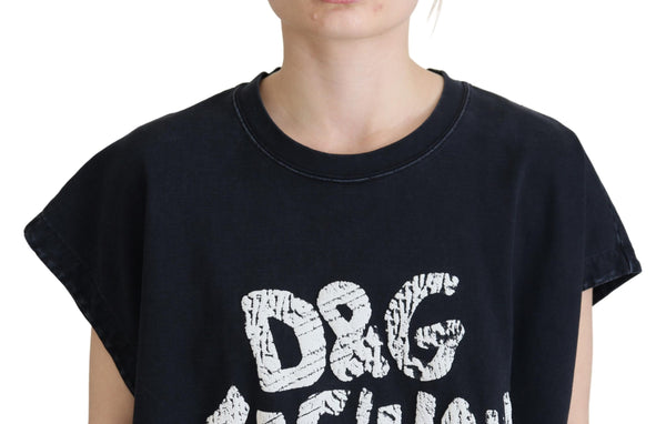 تي شيرت دولتشي آند غابانا أسود من القطن برقبة دائرية من D&amp;G Fashion