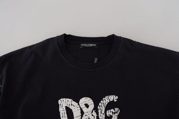 تي شيرت دولتشي آند غابانا أسود من القطن برقبة دائرية من D&amp;G Fashion