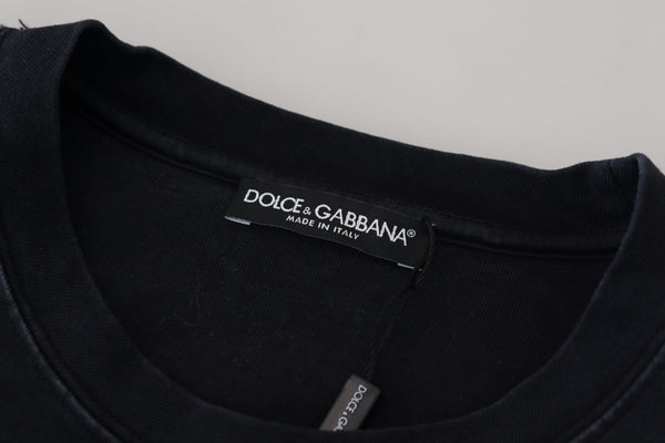 تي شيرت دولتشي آند غابانا أسود من القطن برقبة دائرية من D&amp;G Fashion