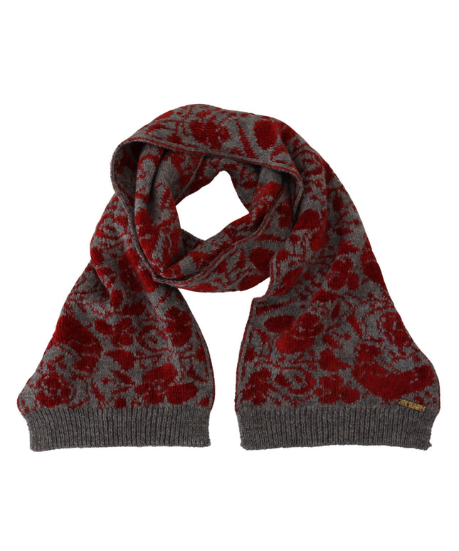 GF Ferre Red Grey Knitted Wrap Warmer Womens Shawl Scarf