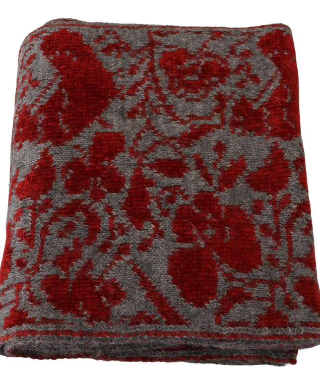 GF Ferre Red Grey Knitted Wrap Warmer Womens Shawl Scarf