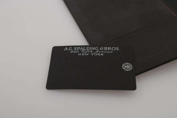 محفظة سفر من الجلد الأسود قابلة للطي من AG Spalding &amp; Bros مع شعار