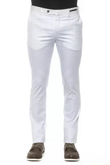 PT Torino White Cotton Men Slim Trouser