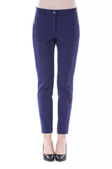 BYBLOS Blue Polyester Women's Slim Fit Pant