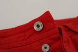 Dolce & Gabbana Red Cotton Straight Fit Men Denim Jeans