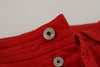 Dolce & Gabbana Red Cotton Straight Fit Men Denim Jeans