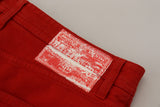 Dolce & Gabbana Red Cotton Straight Fit Men Denim Jeans