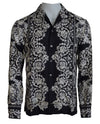 Dolce & Gabbana Blue Silk Floral Baroque Satin Casual Shirt