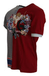 Dolce & Gabbana Red Gray Two Model DG Angel CrewneckT-shirt