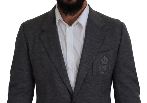جاكيت بليزر رمادي من الصوف المرن بقصّة Slim Fit من Dolce &amp; Gabbana