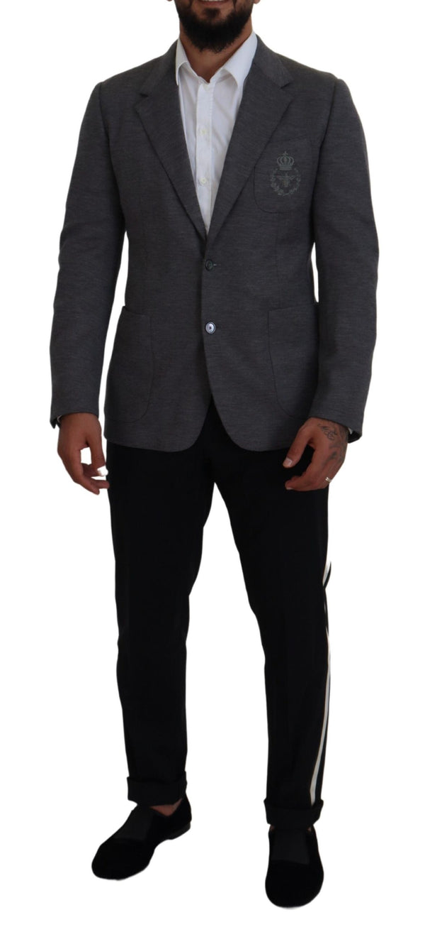 جاكيت بليزر رمادي من الصوف المرن بقصّة Slim Fit من Dolce &amp; Gabbana