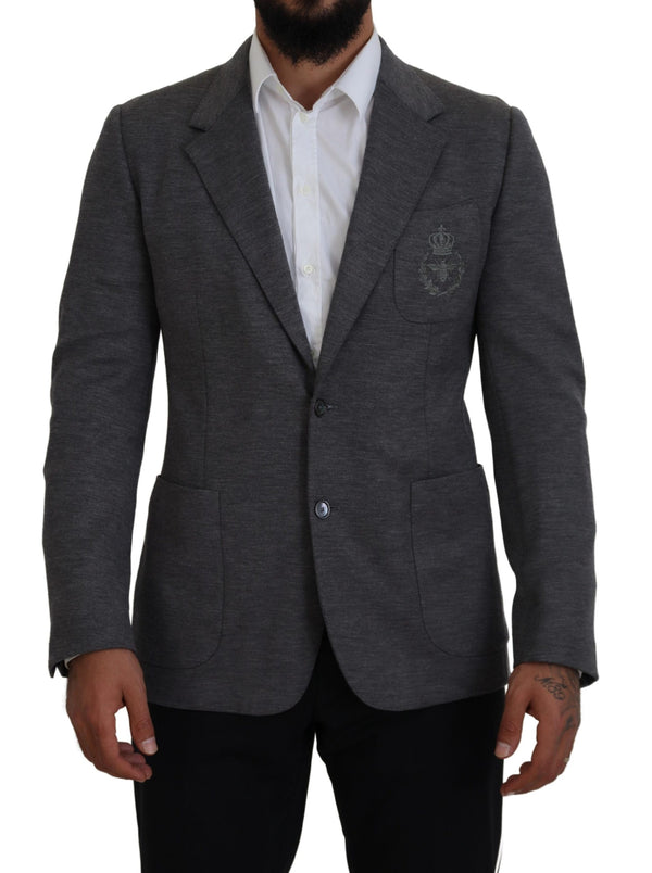 جاكيت بليزر رمادي من الصوف المرن بقصّة Slim Fit من Dolce &amp; Gabbana