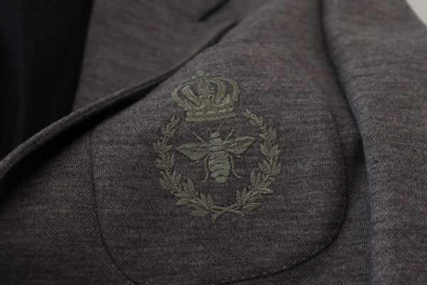 جاكيت بليزر رمادي من الصوف المرن بقصّة Slim Fit من Dolce &amp; Gabbana
