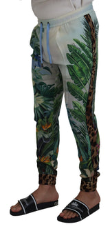 Dolce & Gabbana White Floral Printed Men Jogger Pants
