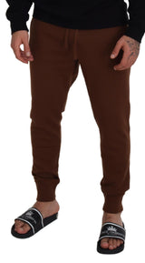 Dolce & Gabbana Brown Cashmere Men Drawstring Jogger Pants
