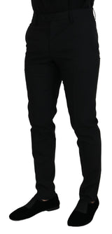 Dolce & Gabbana Black Polyester Chino Formal Pants
