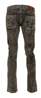 Acht Gray Washed Cotton Corduroy Slim Fit Men Jeans