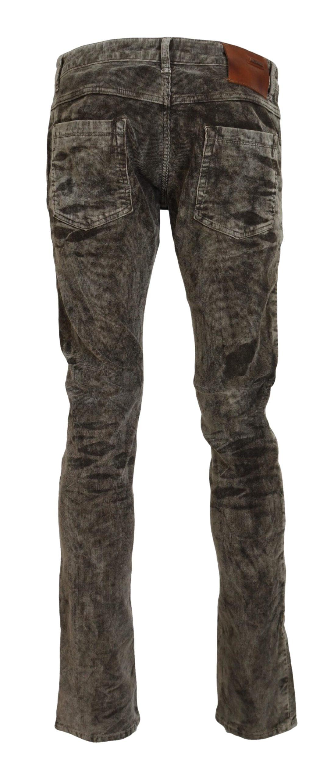 Acht Gray Washed Cotton Corduroy Slim Fit Men Jeans