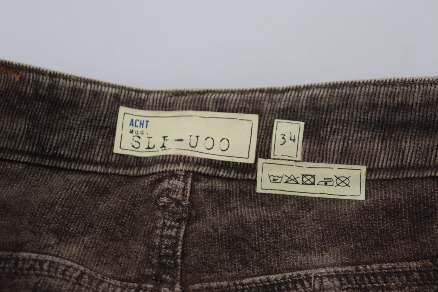 Acht Gray Washed Cotton Corduroy Slim Fit Men Jeans