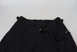 Dolce & Gabbana Black Wool Striped Chino Pants