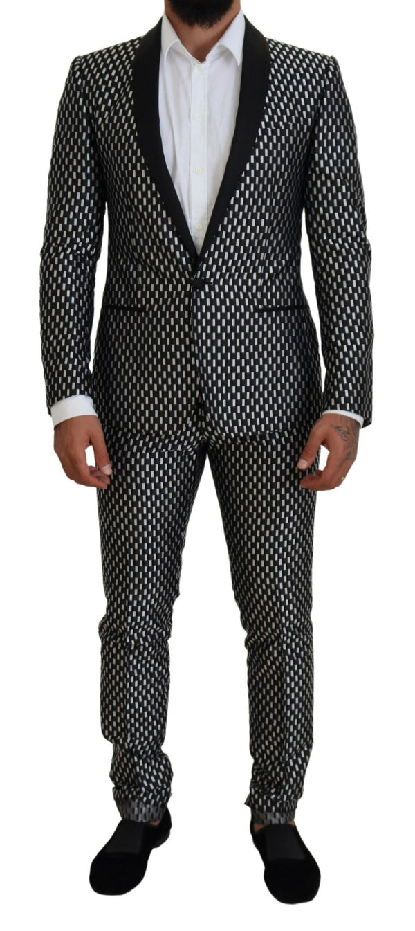 بدلة مارتيني الحريرية السوداء والبيضاء من دولتشي آند غابانا بقصّة Slim Fit