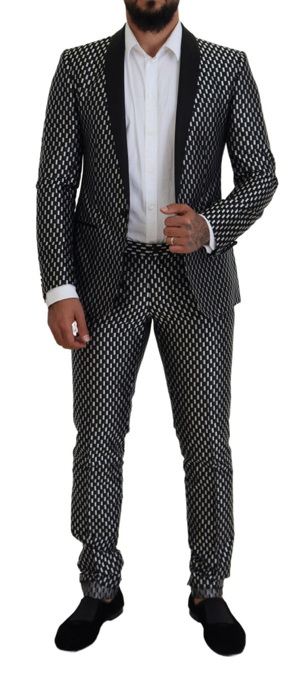 بدلة مارتيني الحريرية السوداء والبيضاء من دولتشي آند غابانا بقصّة Slim Fit