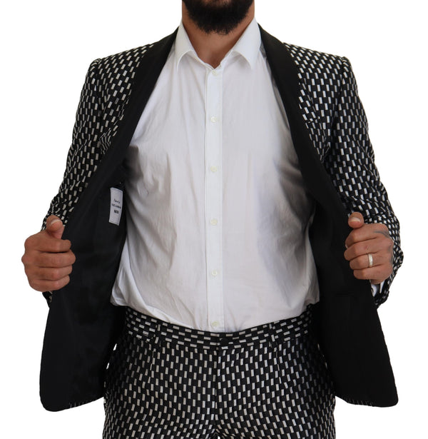 بدلة مارتيني الحريرية السوداء والبيضاء من دولتشي آند غابانا بقصّة Slim Fit