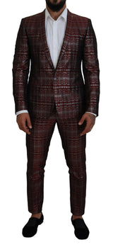 Dolce & Gabbana Bordeaux Silver GOLD Slim Fit Suit