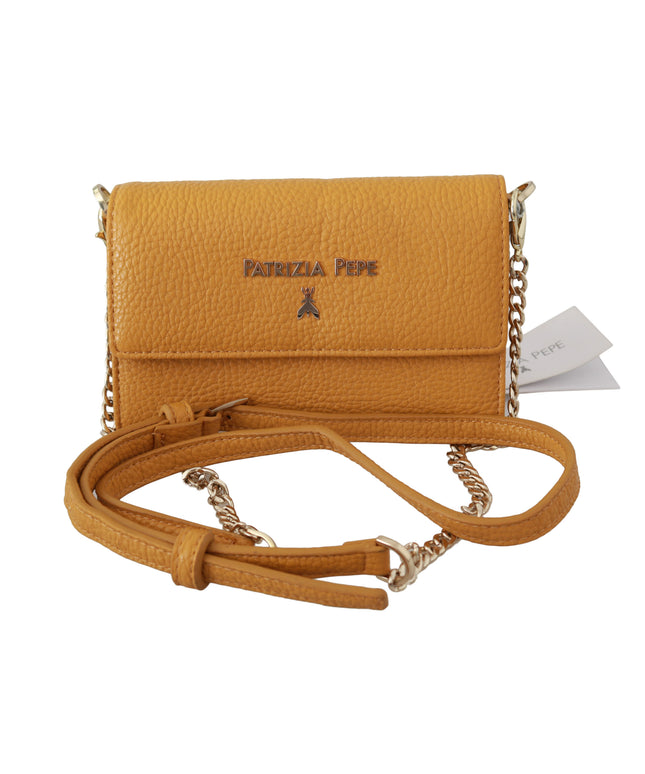 Patrizia Pepe Yellow Logo Leather Shoulder Strap Sling Bag