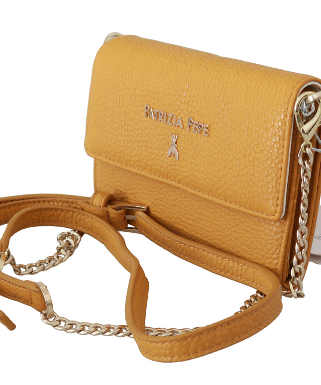 Patrizia Pepe Yellow Logo Leather Shoulder Strap Sling Bag