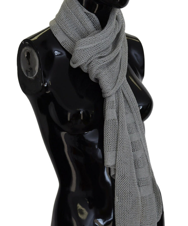 John Galliano Gray Logo Knitted Neck Wrap Shawl Foulard Scarf