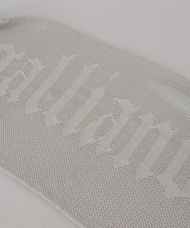 John Galliano Gray Logo Knitted Neck Wrap Shawl Foulard Scarf