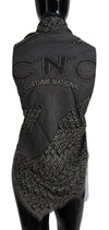 Costume National Gray Logo Knit Neck Wrap Shawl Scarf