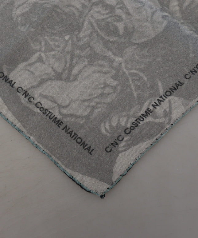 Costume National Gray Print Shawl Foulard Branded Scarf