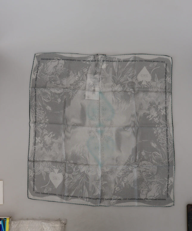 Costume National Gray Print Shawl Foulard Branded Scarf