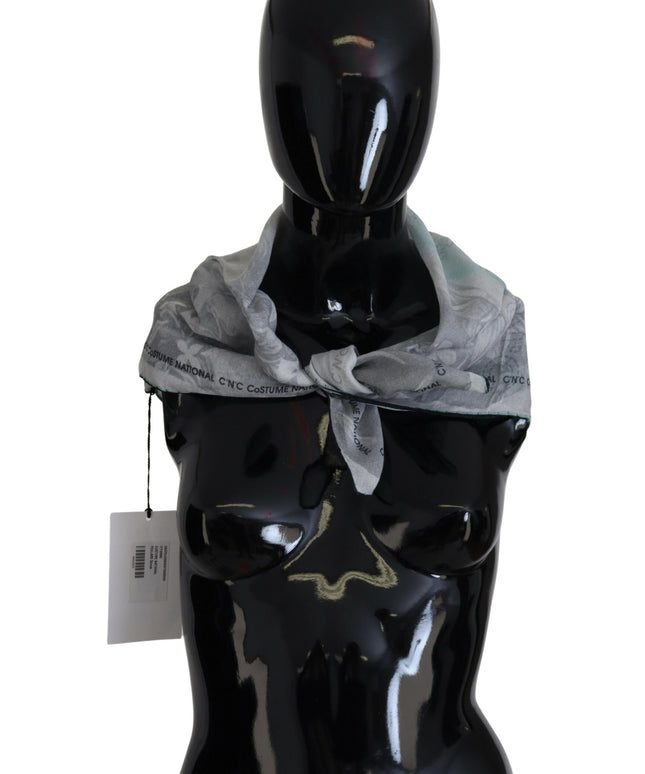Costume National Gray Print Shawl Foulard Branded Scarf
