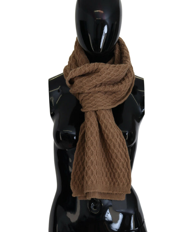 Dolce & Gabbana Dark Brown Wrap Shawl Knitted Camel Scarf