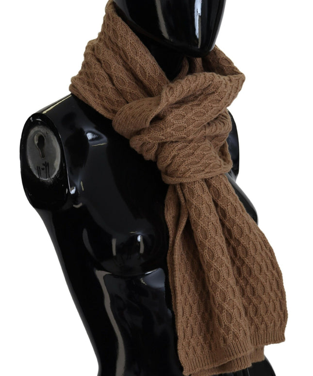 Dolce & Gabbana Dark Brown Wrap Shawl Knitted Camel Scarf