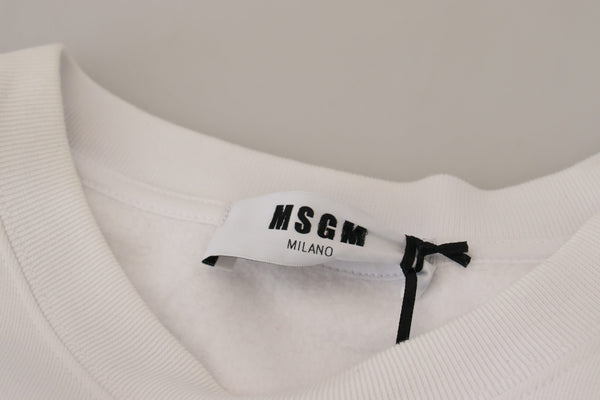 سترة MSGM بيضاء من القطن بياقة دائرية