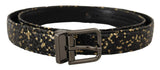 Dolce & Gabbana Gold Black Two-toned Leather Chrome Buckle Belt