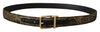 Dolce & Gabbana Black Two-toned Leather Gold Engraved Buckle Belt