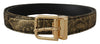 Dolce & Gabbana Black Two-toned Leather Gold Engraved Buckle Belt