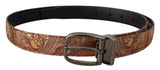 Dolce & Gabbana Multicolor Embossed Leather Black Metal Buckle Belt