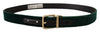Dolce & Gabbana Green Velvet Leather Gold Metal Logo Belt
