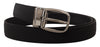 Dolce & Gabbana Black Grosgrain Leather Silver Logo Buckle Belt