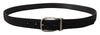 Dolce & Gabbana Black Grosgrain Leather Silver Logo Buckle Belt