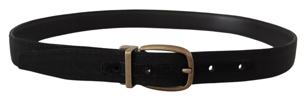 Dolce & Gabbana Black Grosgrain Leather Bronze Metal Belt