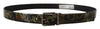 Dolce & Gabbana Black Sparkling Leather Black Metal Buckle Belt